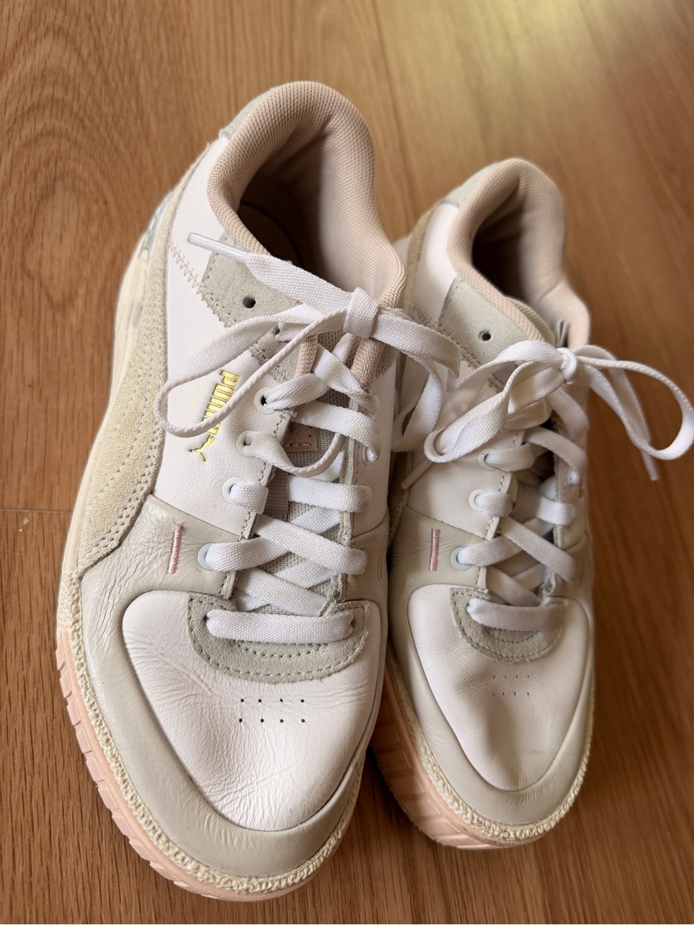 Puma Women's Cream and Tan Low-Top Sneakers